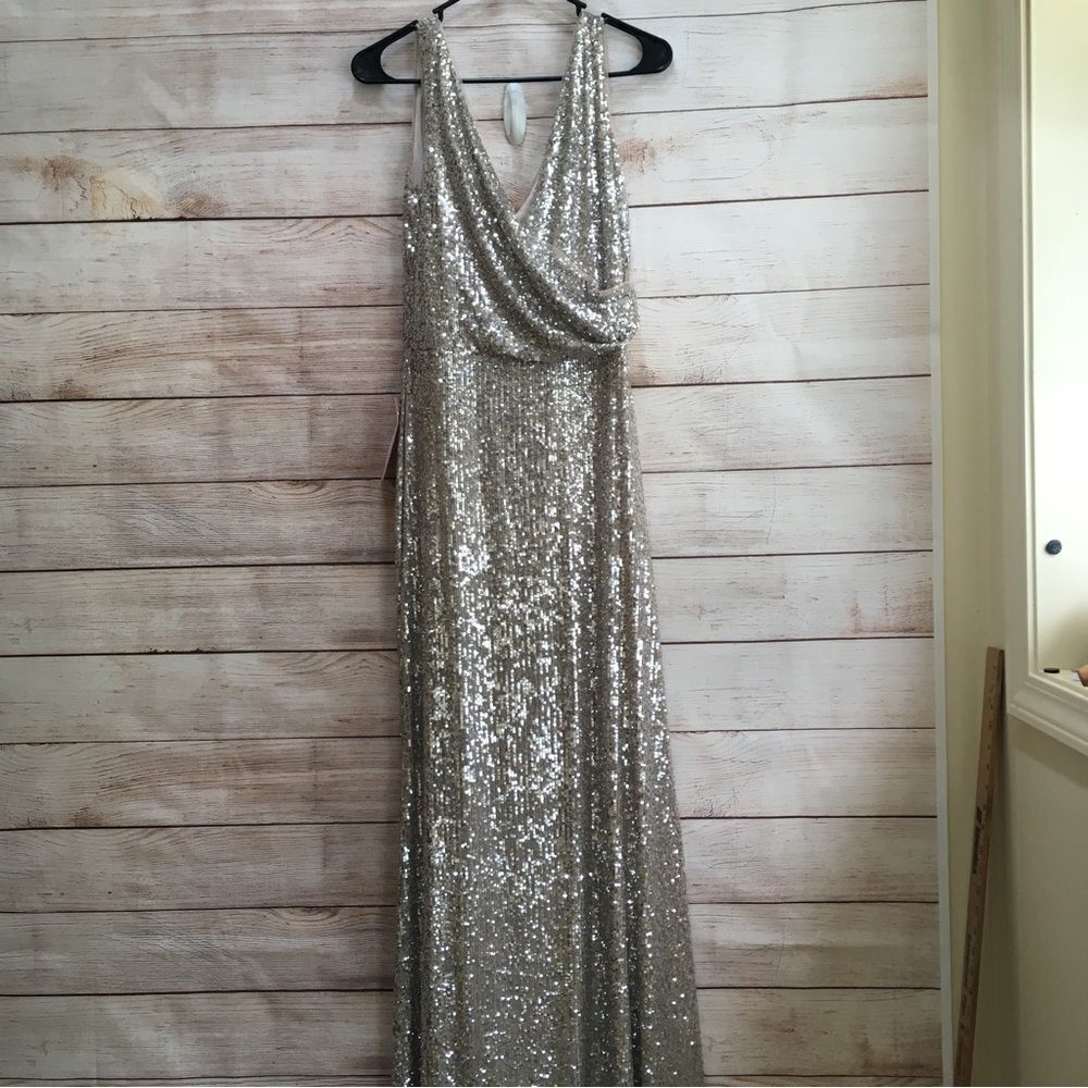 BHLDN Silver Sequin Gown